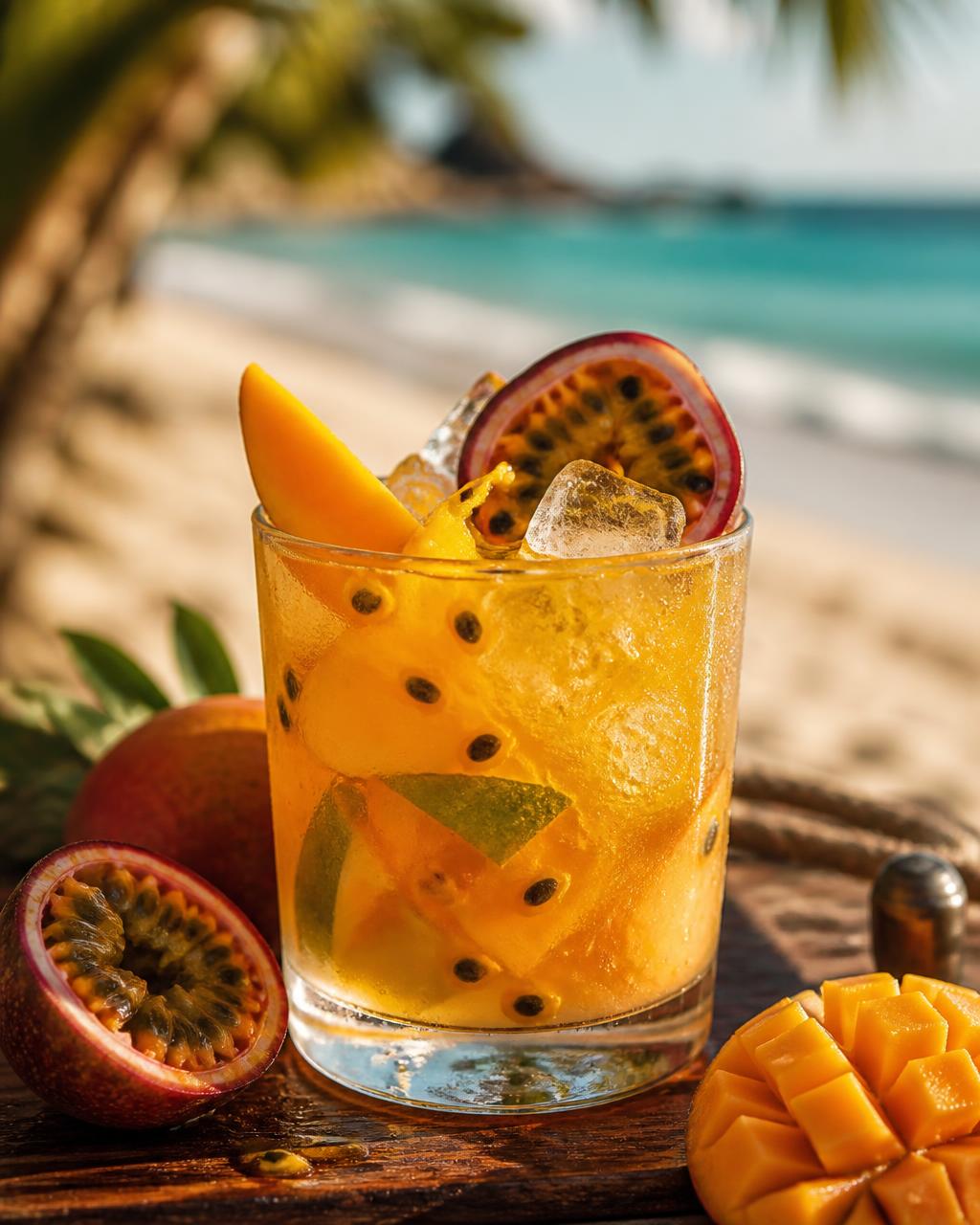 Caipirinha de maracujá com manga